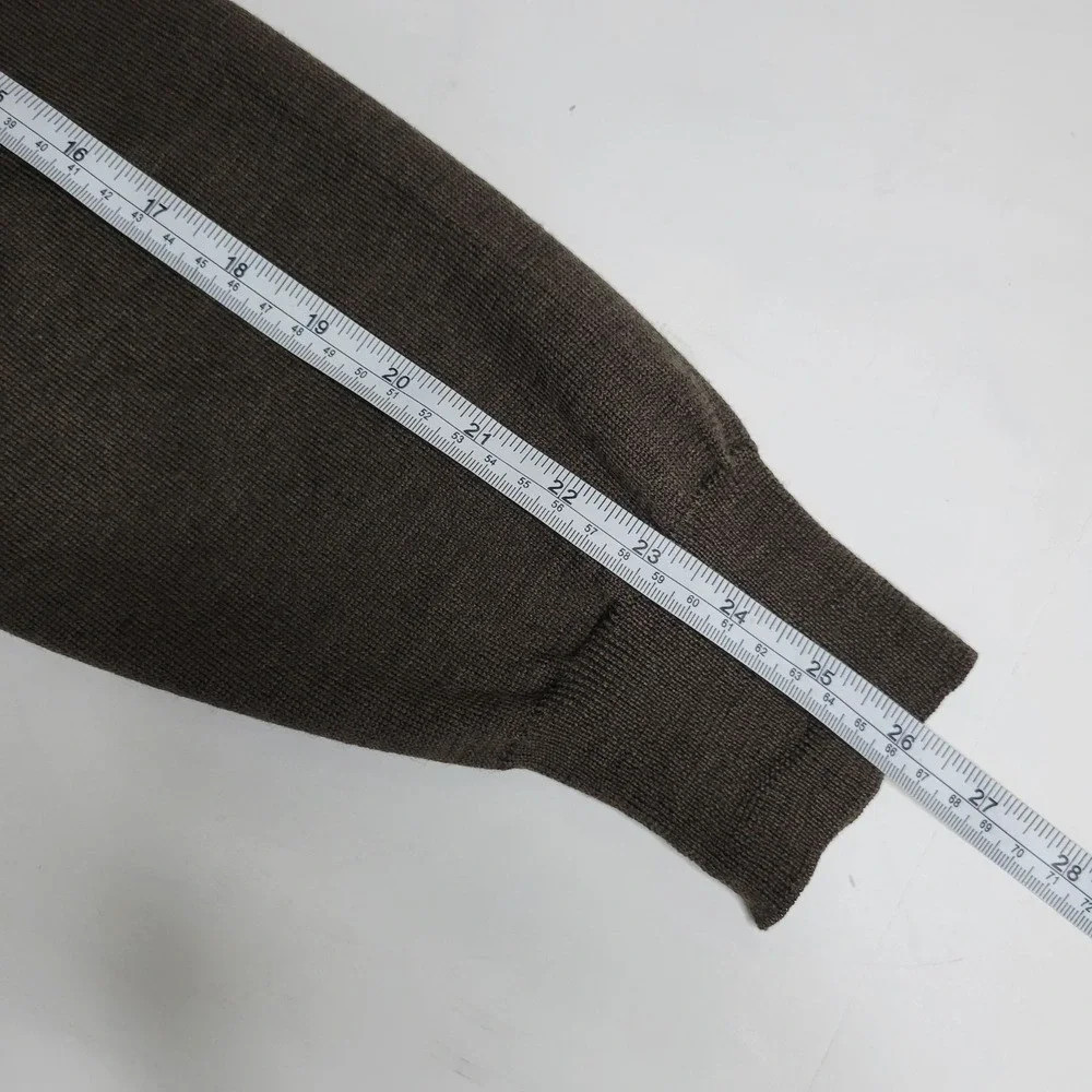 Lord & Taylor Mens V-Neck Merino Wool Sweater‎ XL Brown Made In Italy